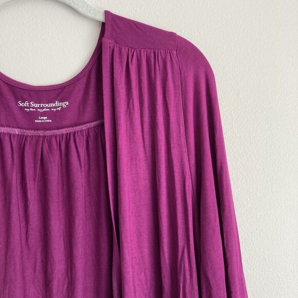 Soft Surroundings Womens Purple Open Front Top Size Large Drapey Viscose Stretch - Picture 3 of 9